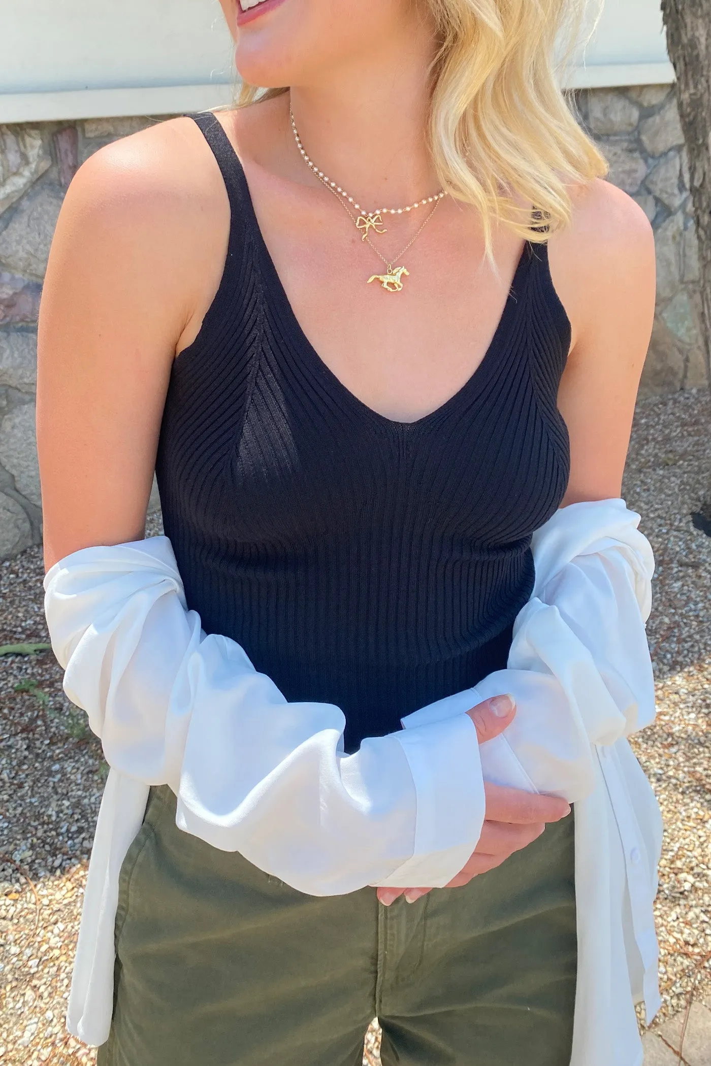 Ribbed V Neck Top