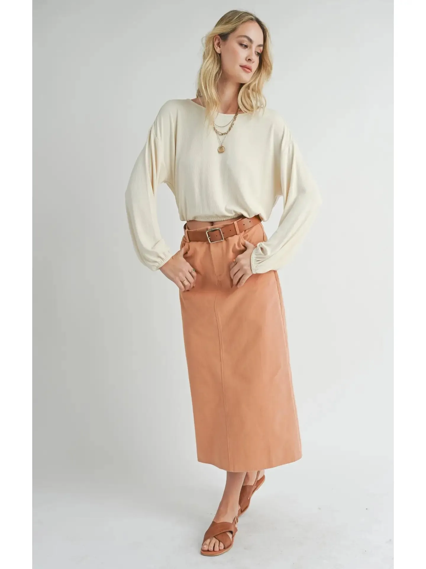 Sadie & Sage Ronan Elastic Hem Knit Top