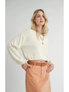 Sadie & Sage Ronan Elastic Hem Knit Top