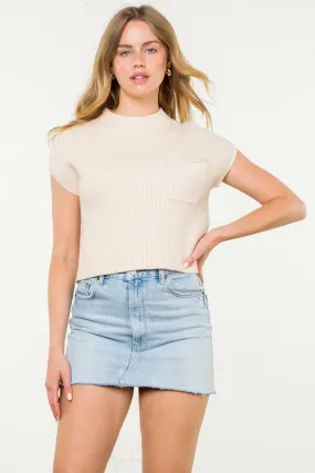 Short Sleeve Knit Pocket Top