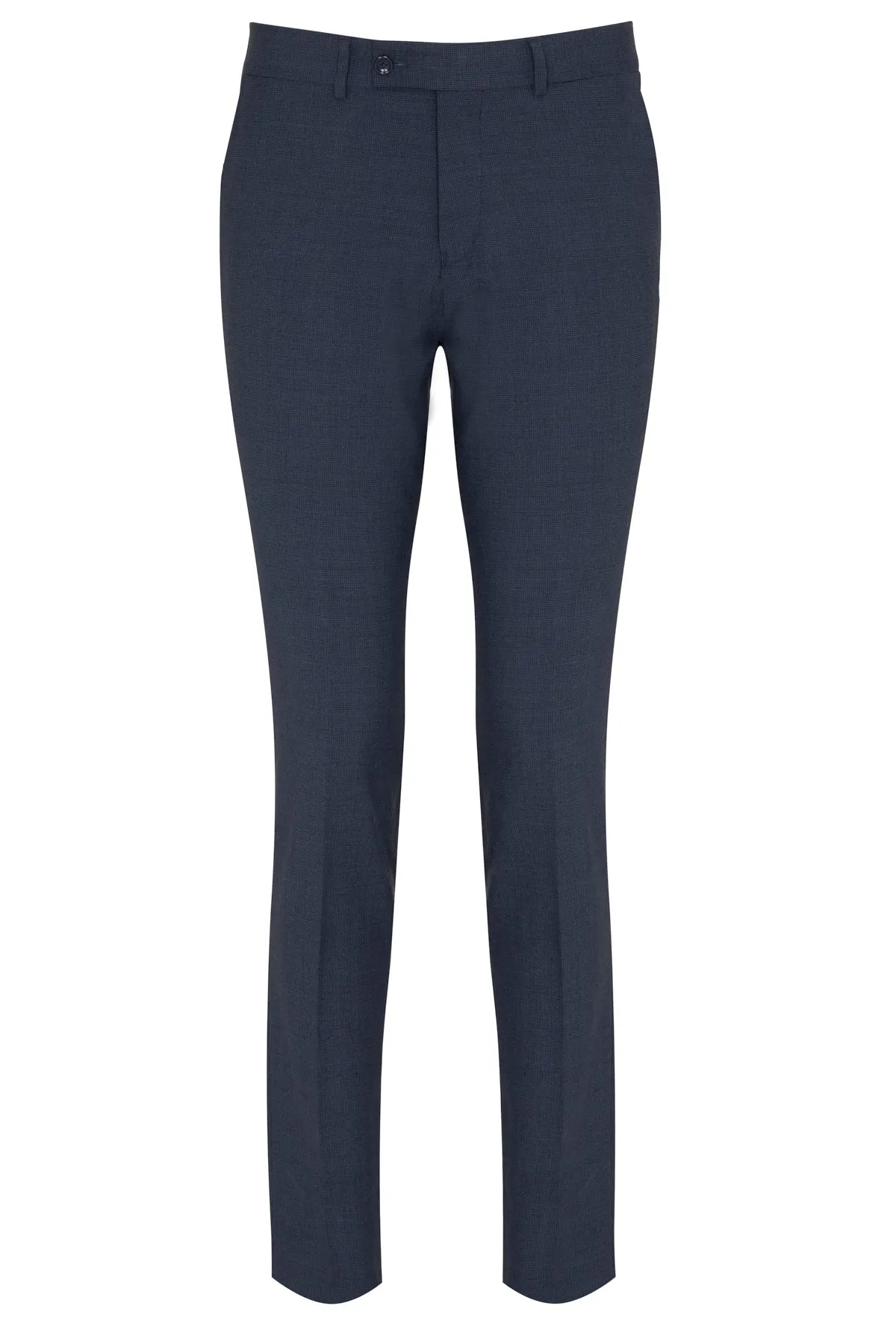 Slim Fit Blue Side Pocket Low Waist Wool Dress Pants