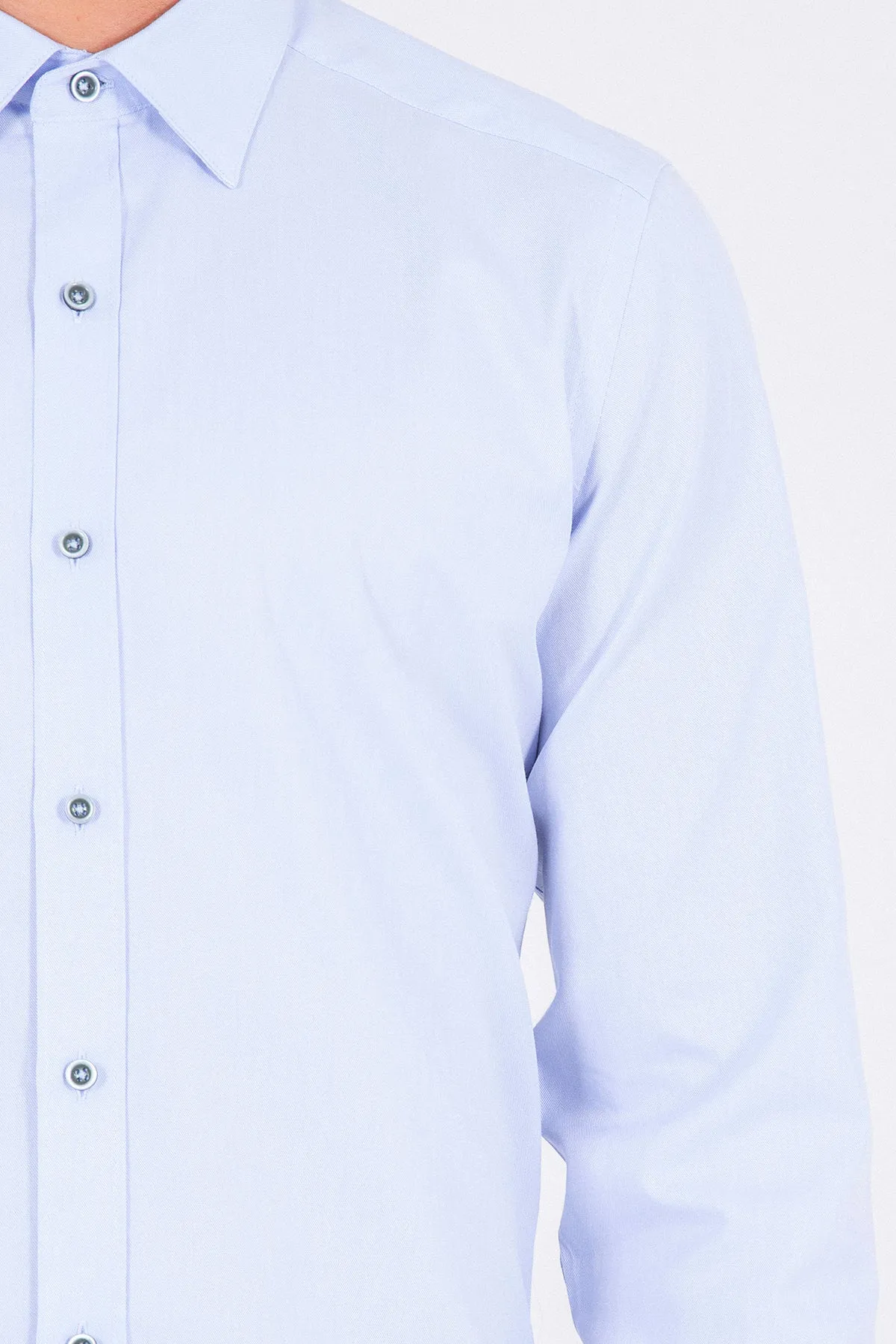 Slim Fit Long Sleeve Cotton Ice Blue Casual Shirt