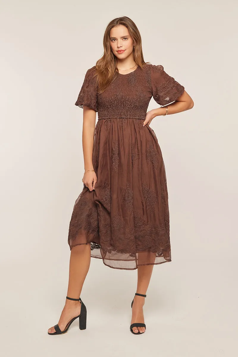 The McKinley Smocked Dress in Brown - FINAL SALE