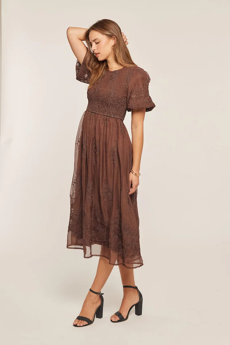 The McKinley Smocked Dress in Brown - FINAL SALE