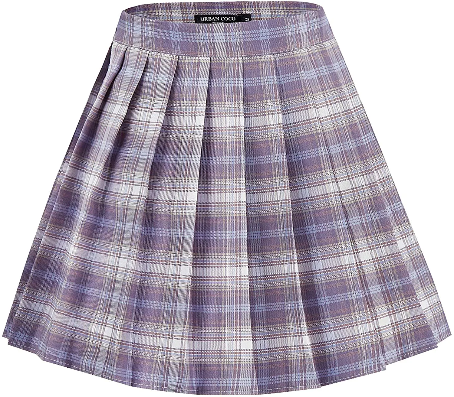 Urban CoCo Womens Uniforms Plaid Pleated Mini Skirt