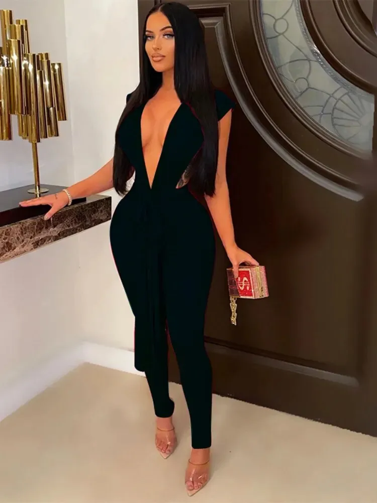 V-neck Jumpsuit Women Outfit  Elegant*