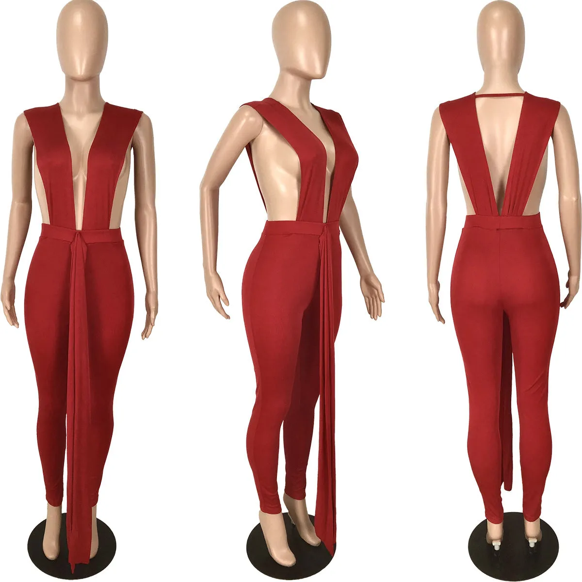 V-neck Jumpsuit Women Outfit  Elegant*