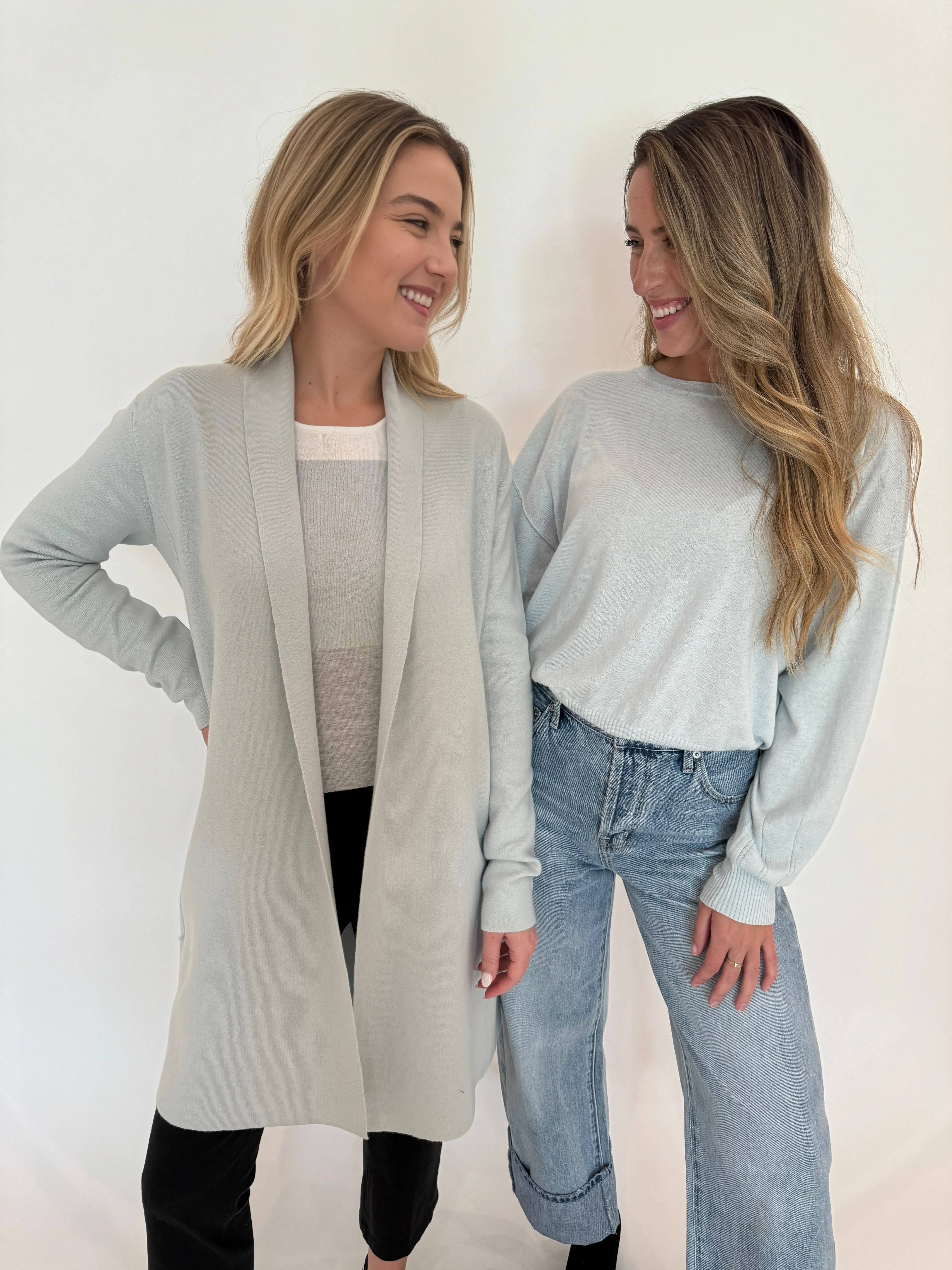 Willow Long Open Cardigan - Mist