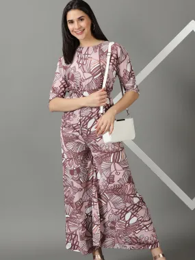 Women's Pink Printed Jumpsuit